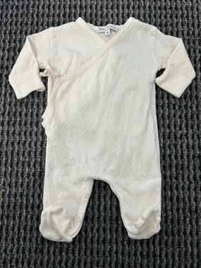 Bebe Organic Cream Knit Wrap One-Piece Footie